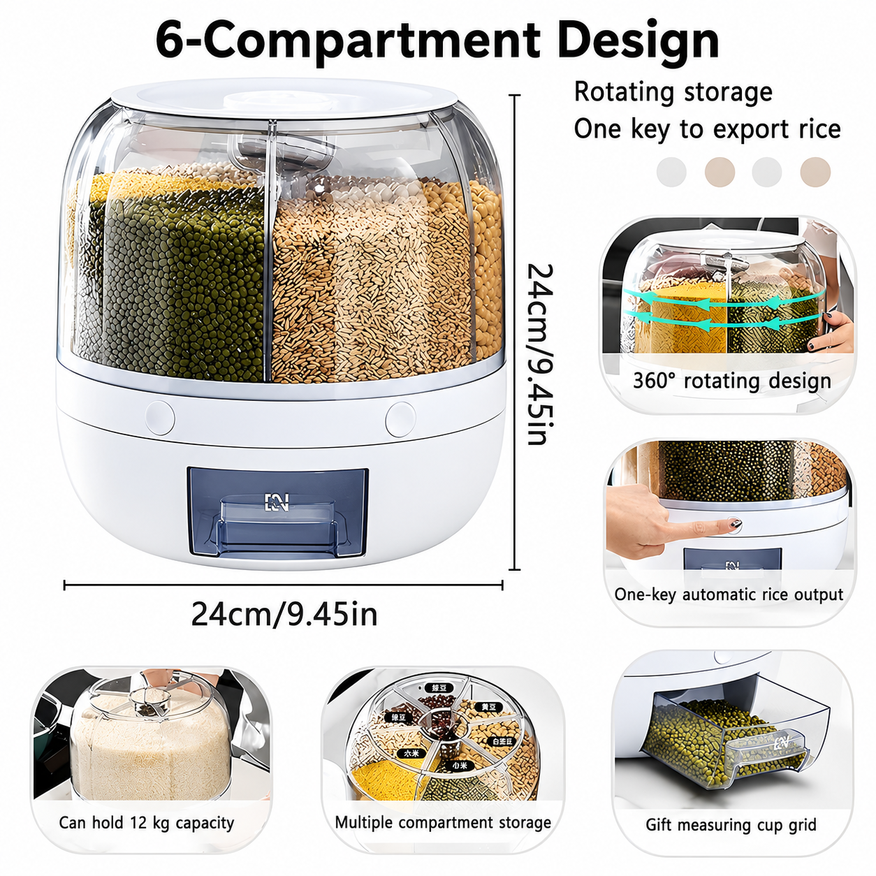 13L Rotating Rice Dispenser