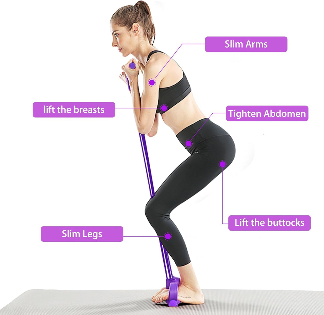 Pedal Resistance Bands with Handles 6-Tubes Manual Tension Training Pedal