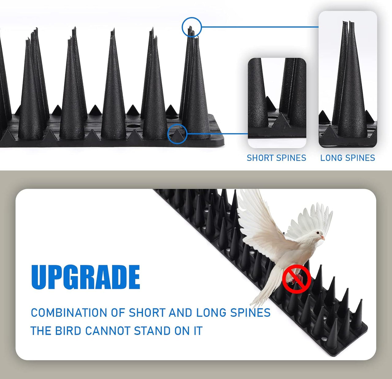 Bird Spikes 10M (24 PCS), Heavy Duty Anti-Bird Deterrent for Fence, Roof, Railing, Wall