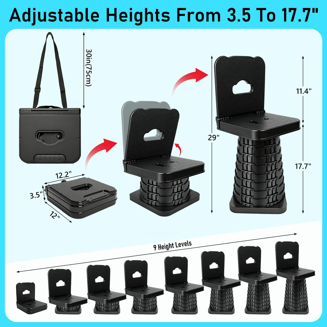Portable Folding Stool with Backrest