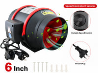 Thumbnail for 6inch inline Duct Fan with Controller