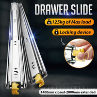 Thumbnail for 1400mm Drawer Slide Runners Locking Rails