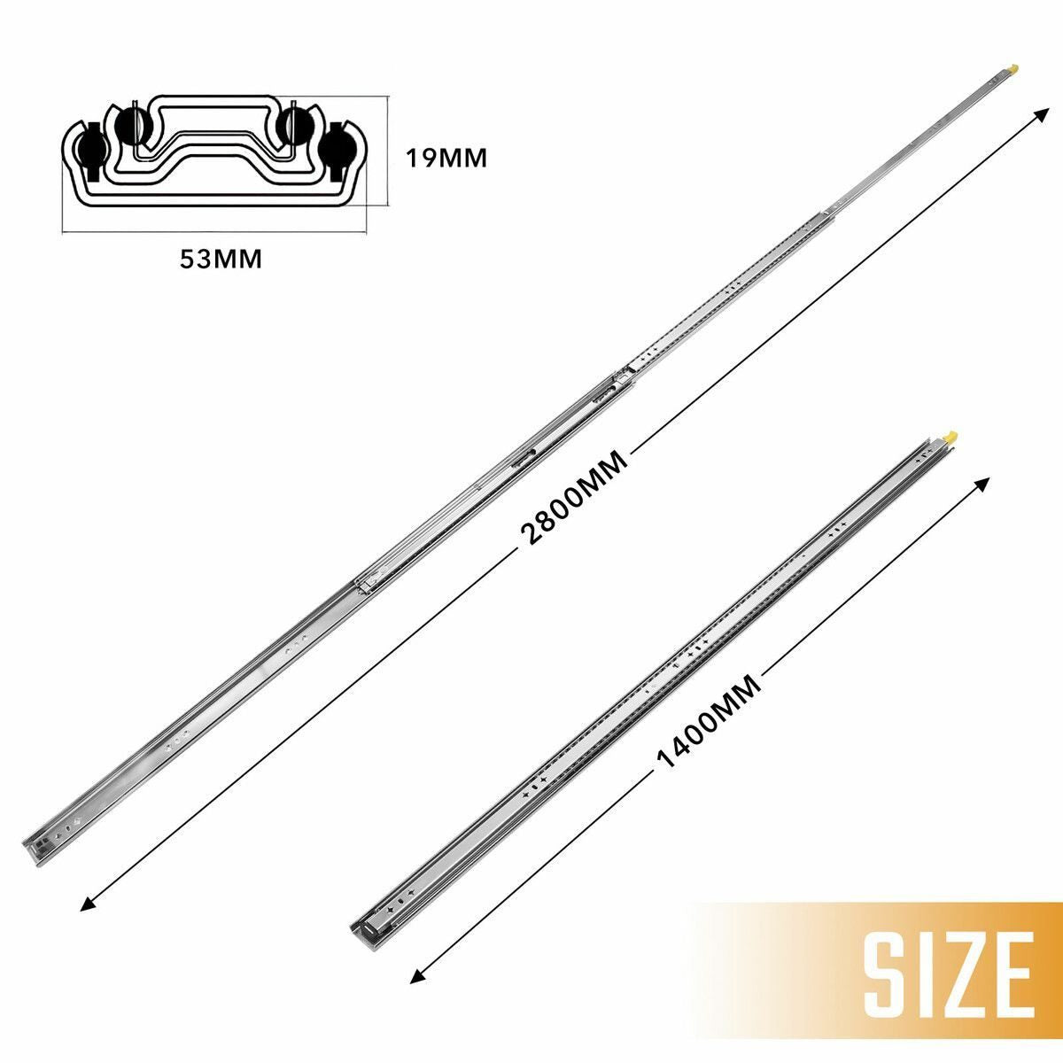 1400mm Drawer Slide Runners Locking Rails
