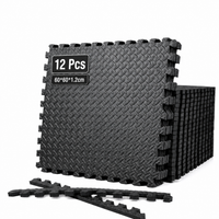 Thumbnail for 12 Pack EVA Foam Gym Interlocking Floor Puzzle Mats - Black