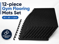 Thumbnail for 12 Pack EVA Foam Gym Interlocking Floor Puzzle Mats - Black