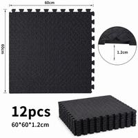 Thumbnail for 12 Pack EVA Foam Gym Interlocking Floor Puzzle Mats - Black