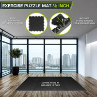 Thumbnail for 12 Pack EVA Foam Gym Interlocking Floor Puzzle Mats - Black