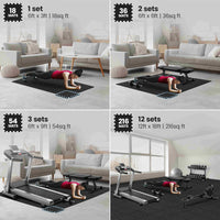 Thumbnail for 12 Pack EVA Foam Gym Interlocking Floor Puzzle Mats - Black