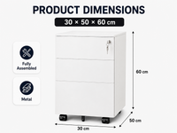Thumbnail for Office Filing Cabinet with Wheels, Lock File Organiser