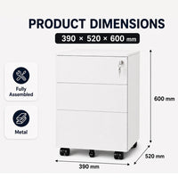 Thumbnail for Office Filing Cabinet with Wheels, Lock File Organiser