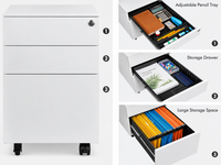 Thumbnail for Office Filing Cabinet with Wheels, Lock File Organiser