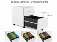 Thumbnail for Office Filing Cabinet with Wheels, Lock File Organiser