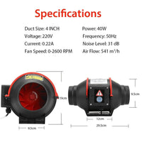 Thumbnail for 4 inch inline Duct Fan with Controller