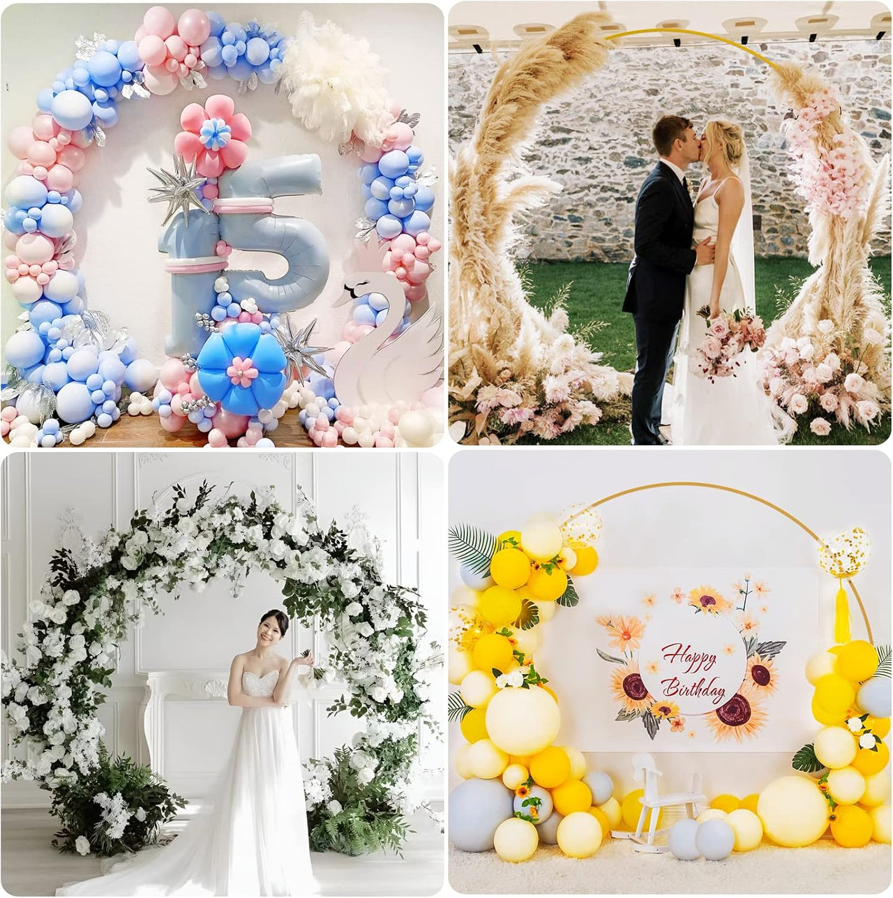 Wedding Hoop Round Circle Arch Backdrop Flower Display Stand 8Ft