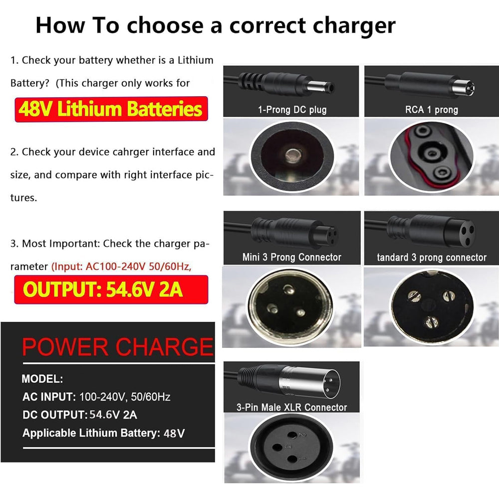 Electric Scooter Charger 54.6V 2A