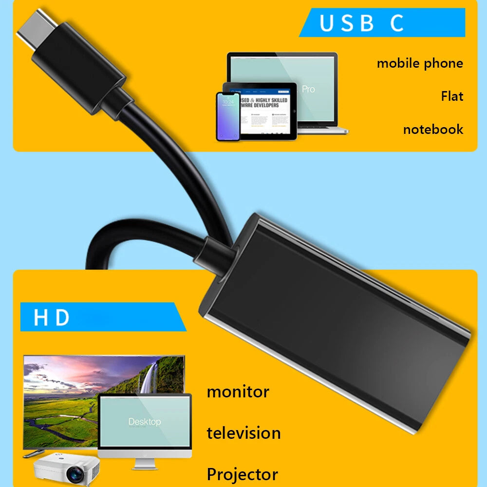 USB-C to HDMI 4K Adapter Cable HDTV Converter