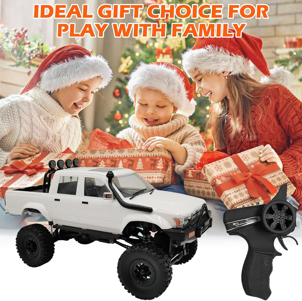 RC Rock Crawler – 1:16 Scale 4WD SUV with LED Lights, Snorkel, Roof Rack and 2 Batteries