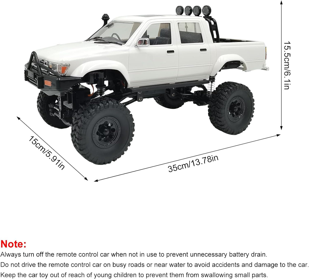 RC Rock Crawler – 1:16 Scale 4WD SUV with LED Lights, Snorkel, Roof Rack and 2 Batteries