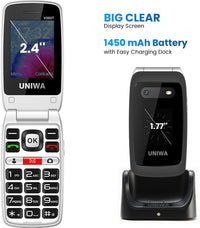 Thumbnail for Big Button Senior Mobile Phone – 4G Dual SIM Flip Phone with SOS Button, Charging Dock, Dual Screen and Bluetooth 5.0