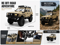 Thumbnail for RC Rock Crawler – 1:16 Scale 4WD SUV with LED Lights, Snorkel, Roof Rack, Spare Tyre and 2 Batteries