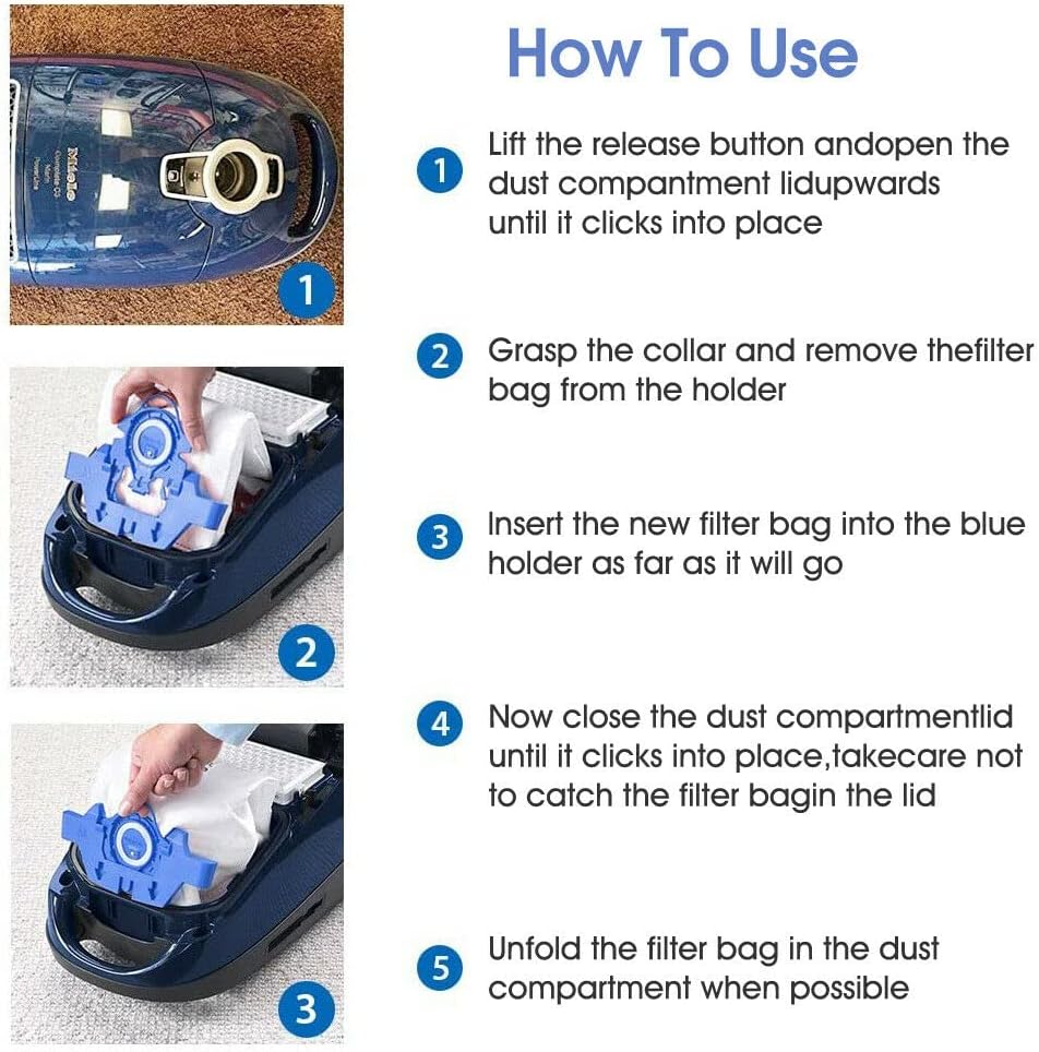 12 Vacuum Cleaner Bags for Miele 3D GN C2 C3 S2 S5 S8 S5211 S5210 S8310