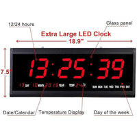 Thumbnail for 48cm Large Big Jumbo LED Wall Desk Clock Display With Calendar Temperature