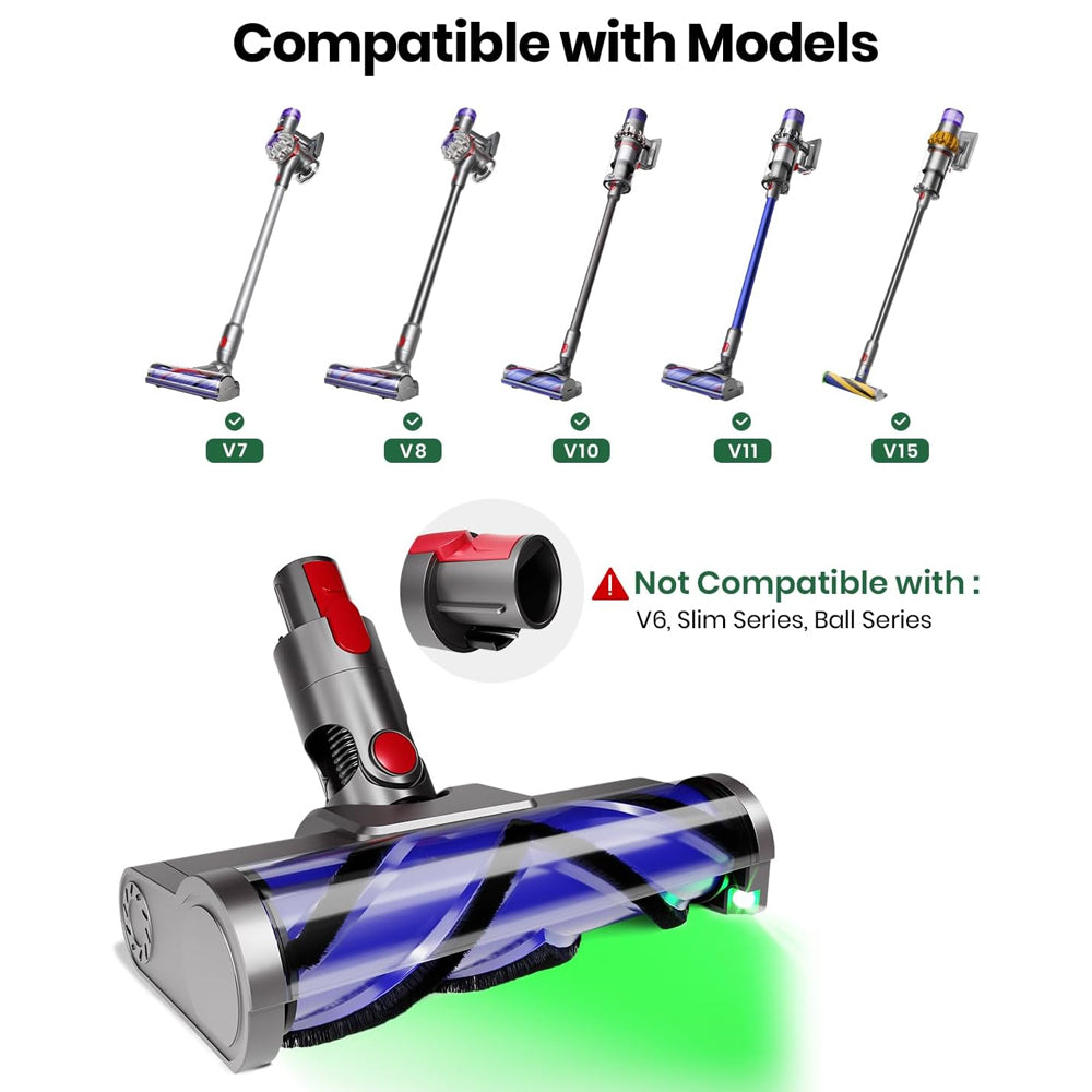 Dyson Brush LED Head V7 V8 V10 V11 Vacuum Cleaners with with 2 Rollers
