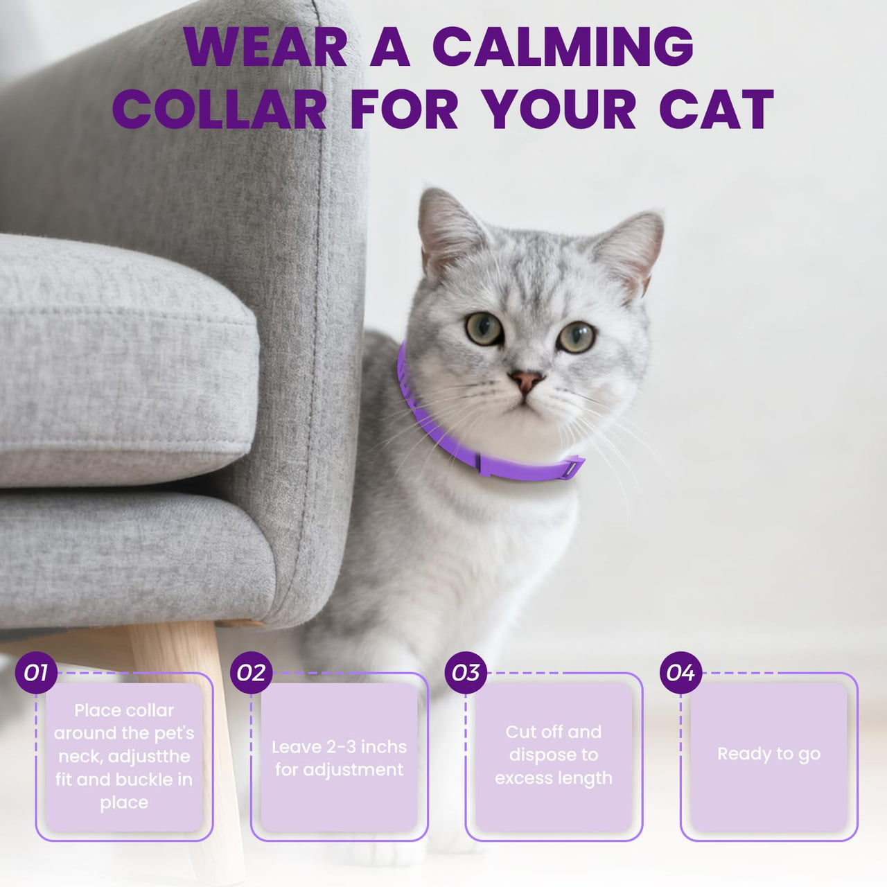 4PCS Calming Pheromone Collars for Cats