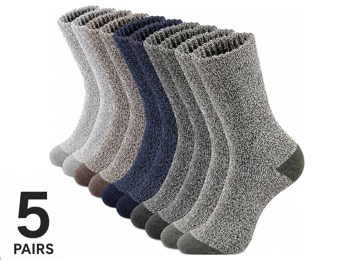 5 Pair Merino Wool Socks for Men Thick