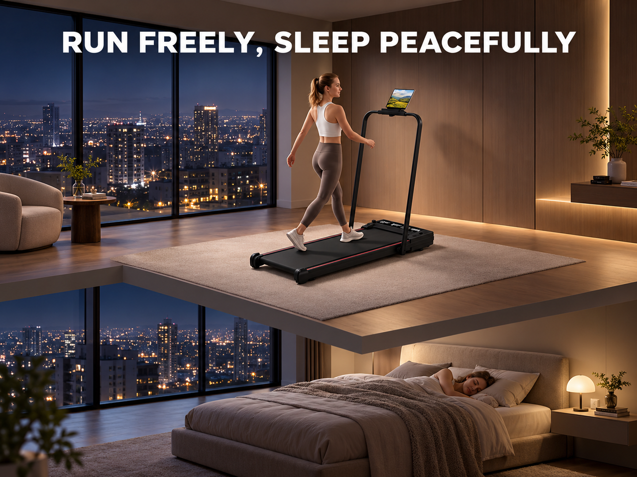 Foldable 4-in-1 Walking & Running Smart Treadmill