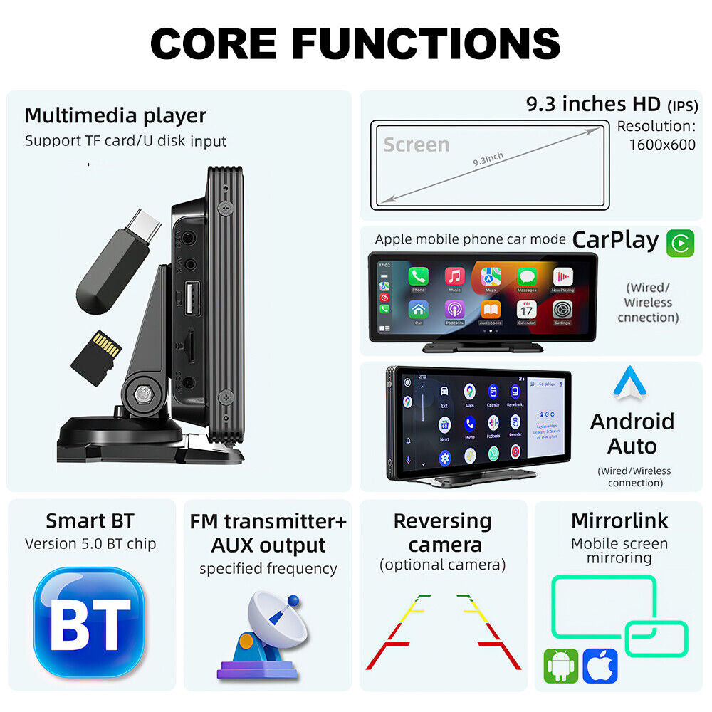 Apple Carplay Android auto Car Stereo Player 9"