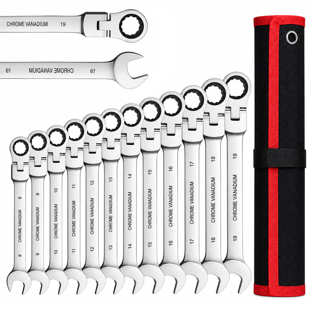 12Pc Metric Flexi Head Ratchet Spanner Wrench Set