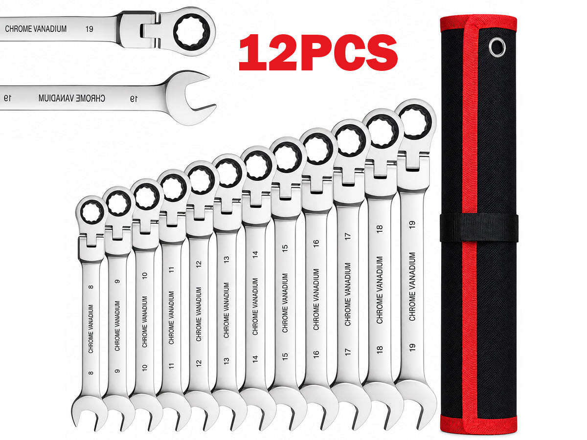 12Pc Metric Flexi Head Ratchet Spanner Wrench Set