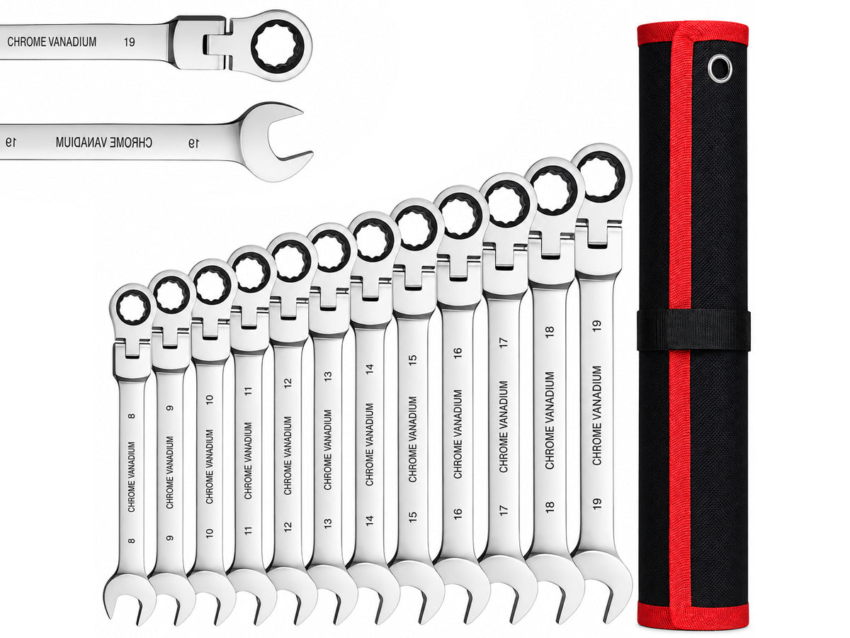 12Pc Metric Flexi Head Ratchet Spanner Wrench Set