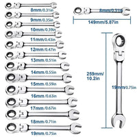 Thumbnail for 12Pc Metric Flexi Head Ratchet Spanner Wrench Set