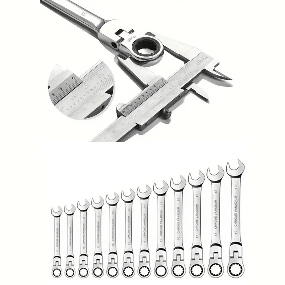 12Pc Metric Flexi Head Ratchet Spanner Wrench Set