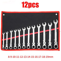 Thumbnail for 12Pc Metric Flexi Head Ratchet Spanner Wrench Set