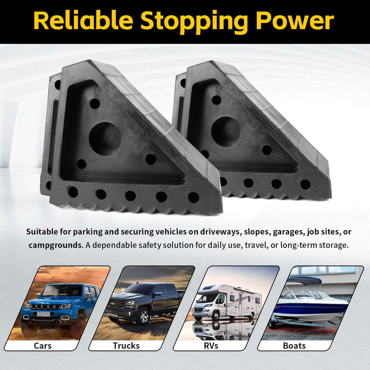 2PCS Solid Rubber Wheel Chock