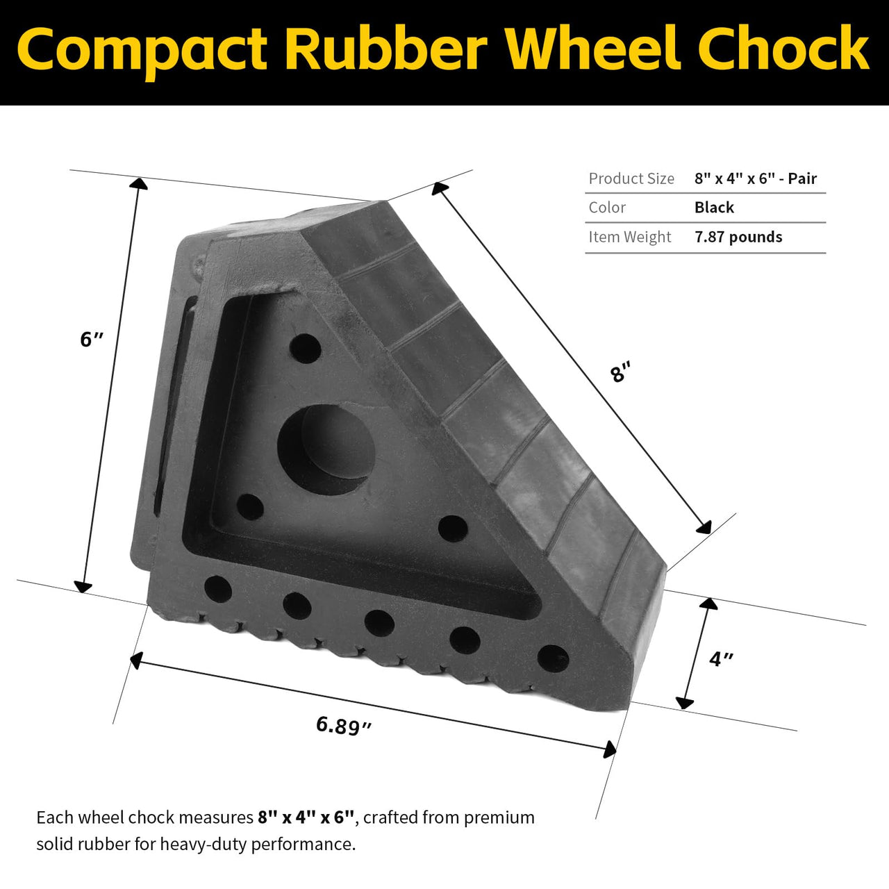 2PCS Solid Rubber Wheel Chock