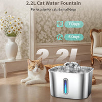 Thumbnail for Stainless Steel Cat Water Fountain Water Dispenser with Dual Filter System