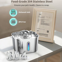 Thumbnail for Stainless Steel Cat Water Fountain Water Dispenser with Dual Filter System