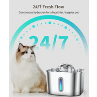 Thumbnail for Stainless Steel Cat Water Fountain Water Dispenser with Dual Filter System