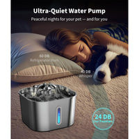 Thumbnail for Stainless Steel Cat Water Fountain Water Dispenser with Dual Filter System