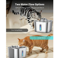 Thumbnail for Stainless Steel Cat Water Fountain Water Dispenser with Dual Filter System