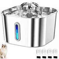 Thumbnail for Stainless Steel Cat Water Fountain Water Dispenser with Dual Filter System