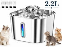 Thumbnail for Stainless Steel Cat Water Fountain Water Dispenser with Dual Filter System