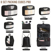 Thumbnail for 8Pcs Travel Luggage Packing Cubes