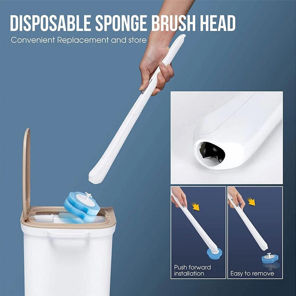 Disposable Toilet Brush Holder Set with Replaceable Heads