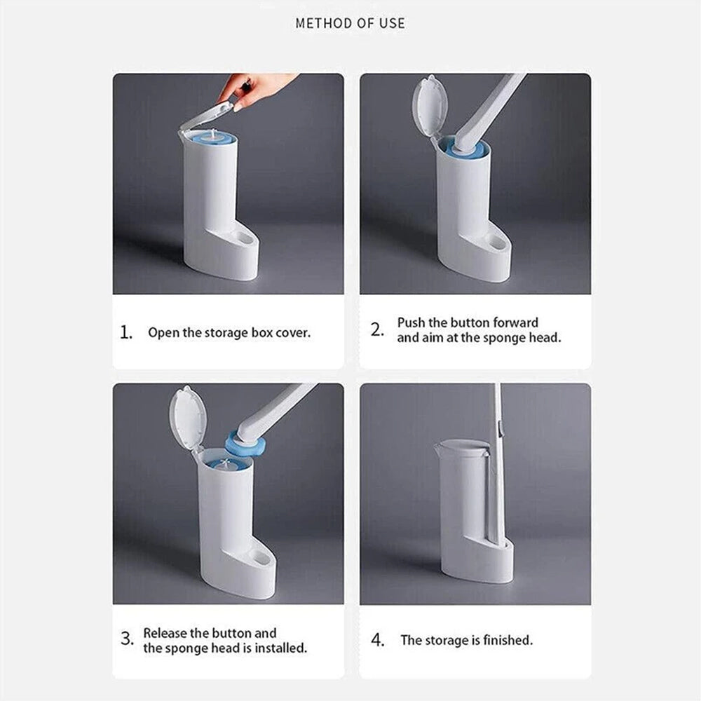 Disposable Toilet Brush Holder Set with Replaceable Heads