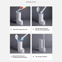 Thumbnail for Disposable Toilet Brush Holder Set with Replaceable Heads